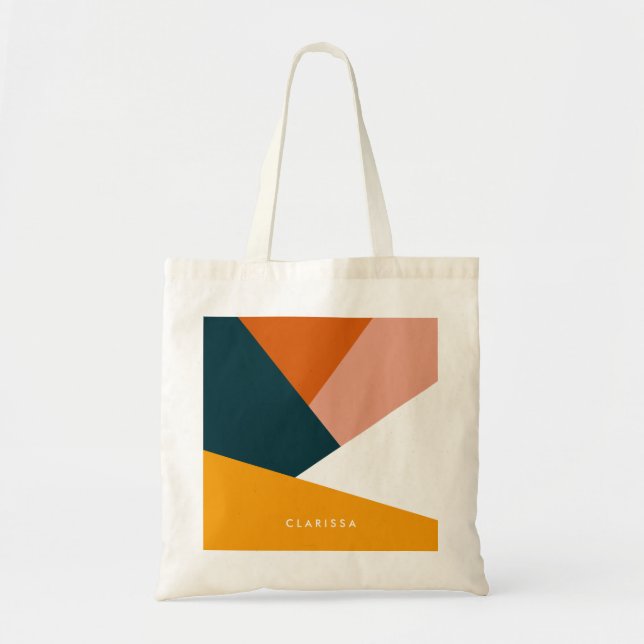 Bolsa Tote Teste padrão geométrico abstrato moderno do bloco (Frente)