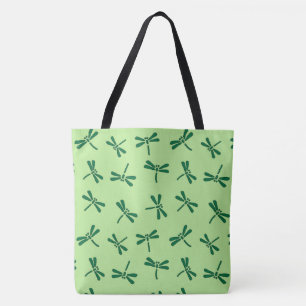 Bolsa Tote Teste padrão japonês da libélula, verde de jade