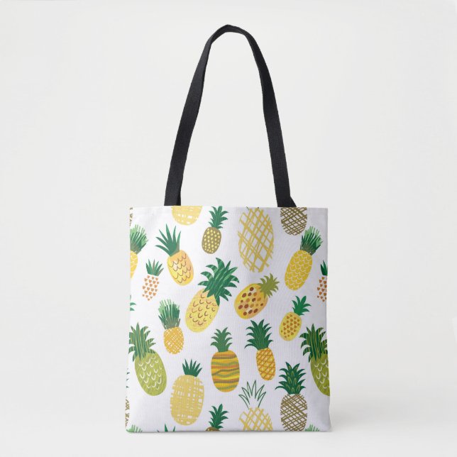Bolsa Tote Teste padrão na moda do abacaxi (Frente)