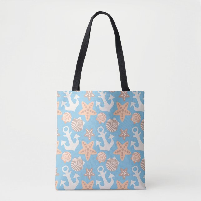 Bolsa Tote Teste padrão náutico Pastel (Frente)