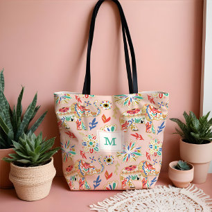 Bolsa Tote Teste padrão ornamentado decorativo floral