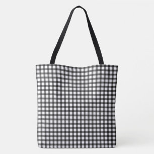 Bolsa Tote Teste padrão preto e branco da verificação do