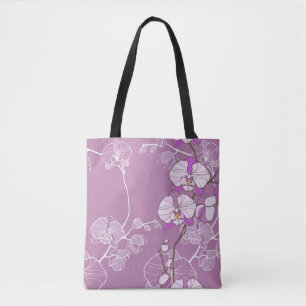 Bolsa Tote Teste padrão roxo da orquídea