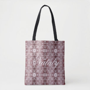 Bolsa Tote teste padrão roxo floral barroco