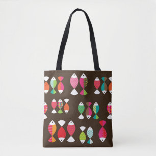 Bolsa Tote Teste padrão subaquático 2 dos peixes retros