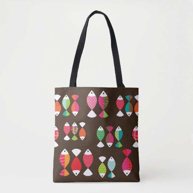 Bolsa Tote Teste padrão subaquático 2 dos peixes retros (Frente)