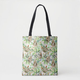 Bolsa Tote Teste padrão tropical da preguiça da aguarela