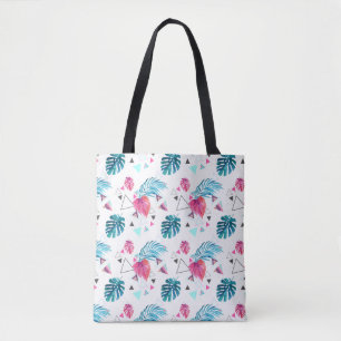 Bolsa Tote Teste padrão tropical do triângulo da folha