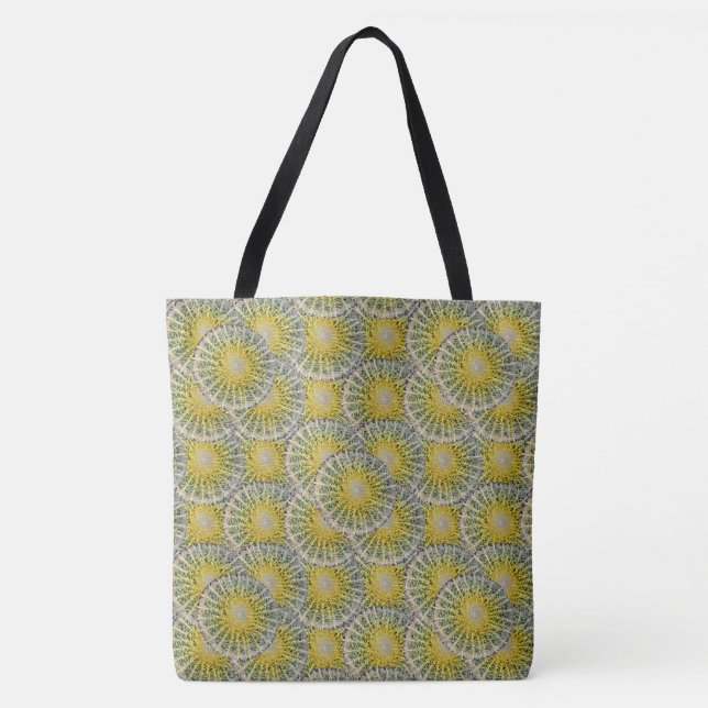 Bolsa Tote Teste padrão tropical dos cactos da esfera (Frente)