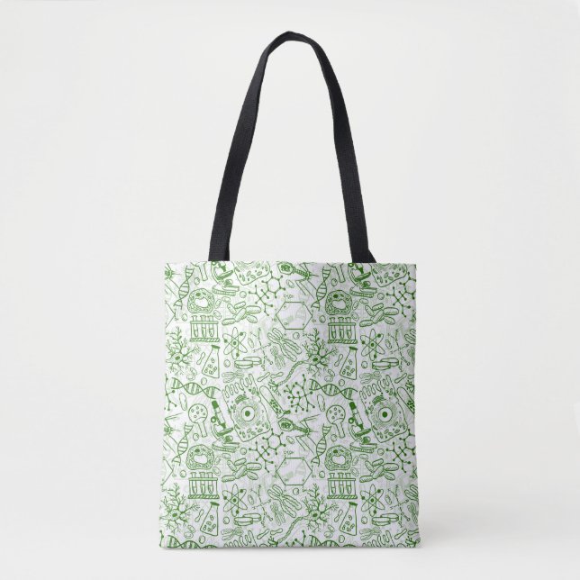 Bolsa Tote Teste padrão verde da biologia (Frente)