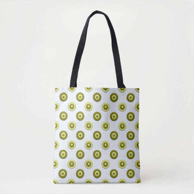 Bolsa Tote teste padrão verde das bolinhas (Frente)