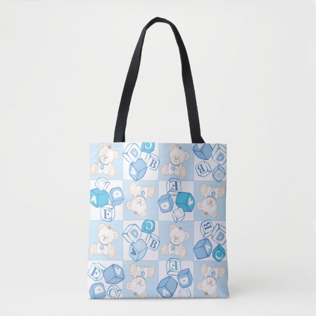 Bolsa Tote Teste padrão verificado do urso de ursinho (Frente)
