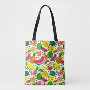 Bolsa Tote Teste padrão vermelho & amarelo da fruta tropical