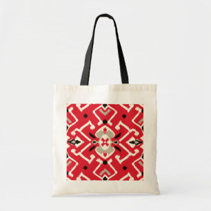 Bolsa Tote Teste padrão vibrante do ikat em vermelho, no