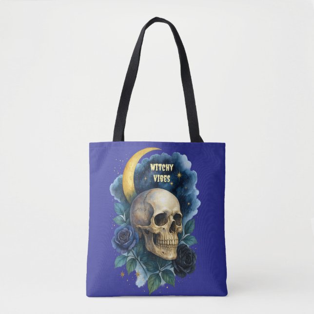 Bolsa Tote Testemunha Ética Gótica Floral de Halloween Creepy (Frente)