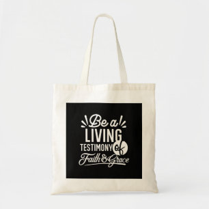 Bolsa Tote Testemunho de Vida Espiritual Citação de Fé e Graç