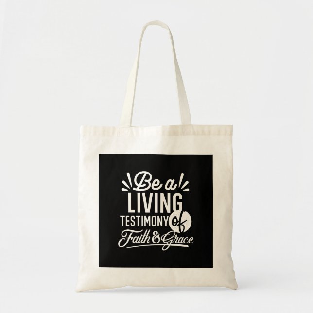 Bolsa Tote Testemunho de Vida Espiritual Citação de Fé e Graç (Frente)