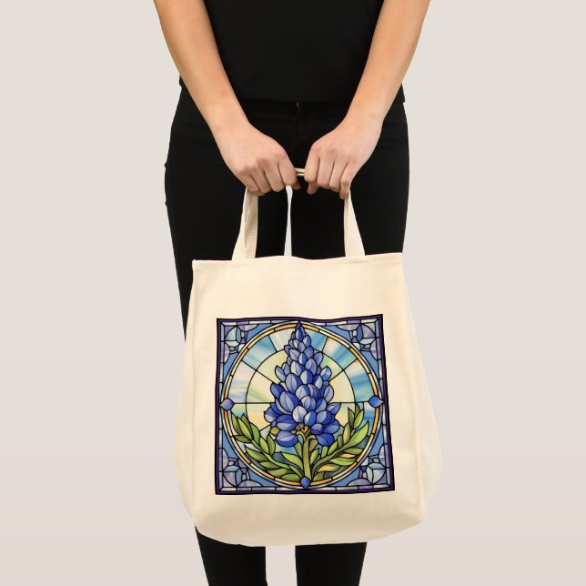Bolsa Tote Texas Bluebonnet StainGlass (Frente (produto))