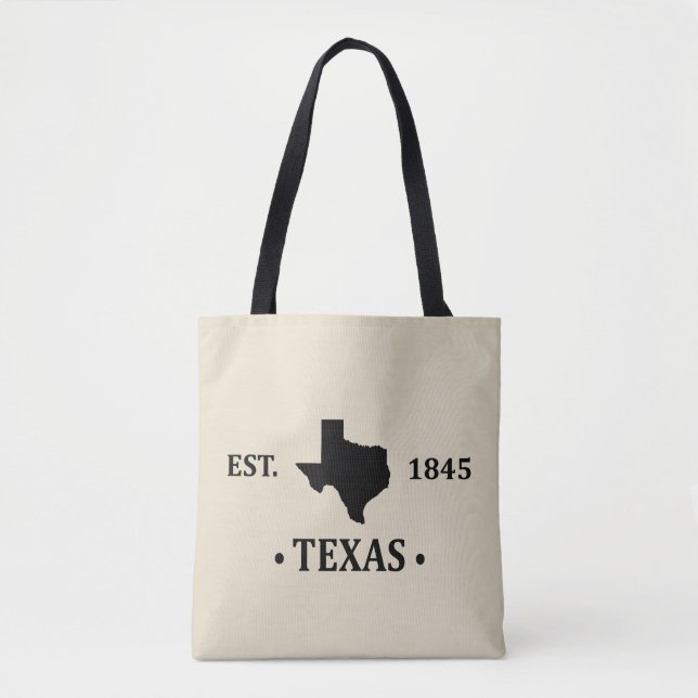 Bolsa Tote Texas mapeia preto no estado de estrela solitária (Frente)