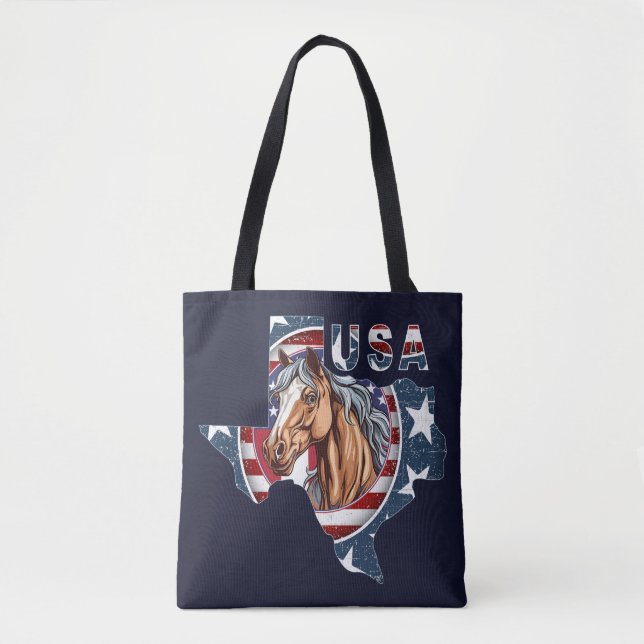 Bolsa Tote Texas State Outline USA Horse (Frente)