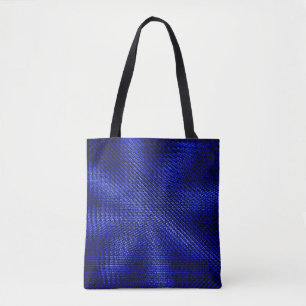 Bolsa Tote Têxteis azuis e xadrezes pretas