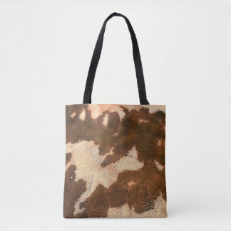 Bolsa Tote Têxteis florais brancos e castanhos