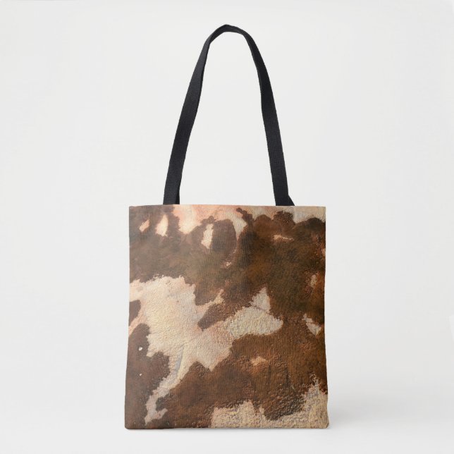 Bolsa Tote Têxteis florais brancos e castanhos (Frente)