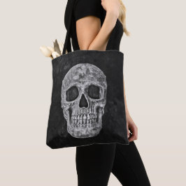 Bolsa Tote Têxtil Gótico-Crânio Velho Triturado, Textura Pret