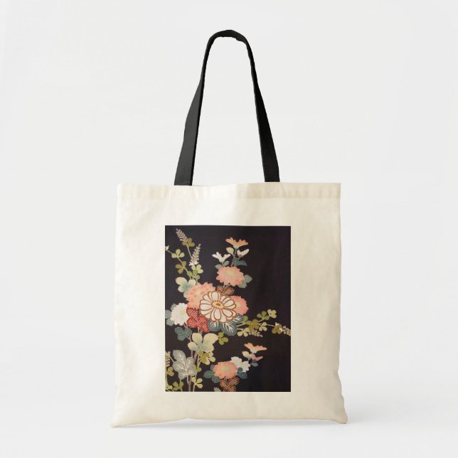 Bolsa Tote Têxtil KIMONO Japonês, Padrão Floretal (Frente)