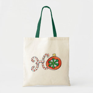 Bolsa Tote Texto bonito do Natal, Ho em ornamento dos bastõe