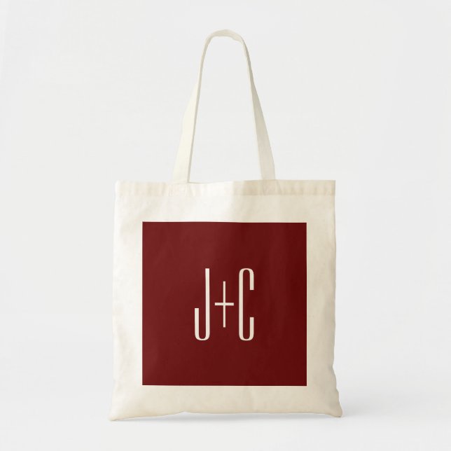 Bolsa Tote Texto Branco e Fundo Vermelho para Borda Editável (Frente)