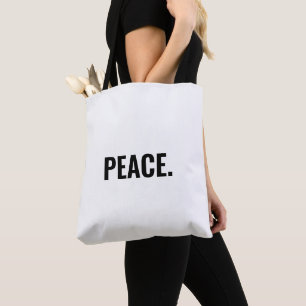 Bolsa Tote Texto branco e negro minimalista de guerra