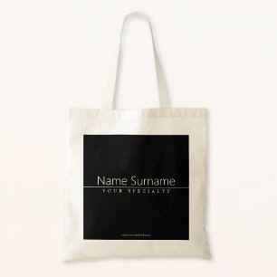 Bolsa Tote Texto Branco Simples e Elegante sobre Preto
