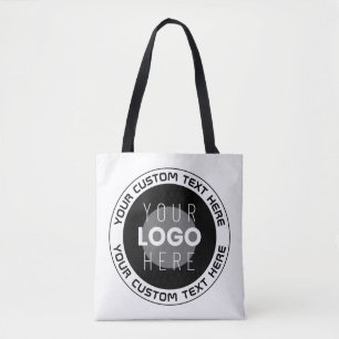 Bolsa Tote Texto Circular Editável & Logotipo Substituível