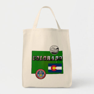 Bolsa Tote Texto da Imagem do Colorado, Sinalizador, Selo, Qu