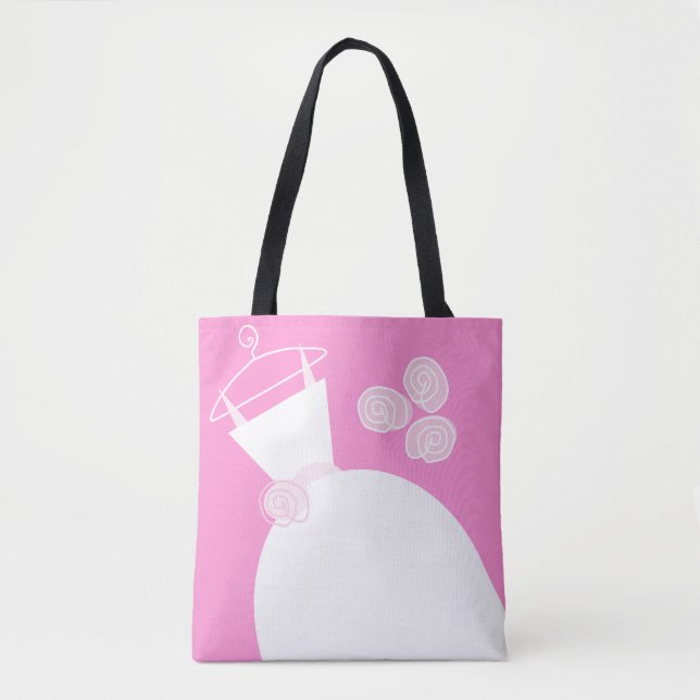 Bolsa Tote Texto da Noiva Rosa Cor-de-Rosa de Casamento (Frente)