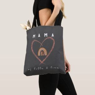 Bolsa Tote Texto de Boho Mama com Penas de Lua e Nomes de Cri