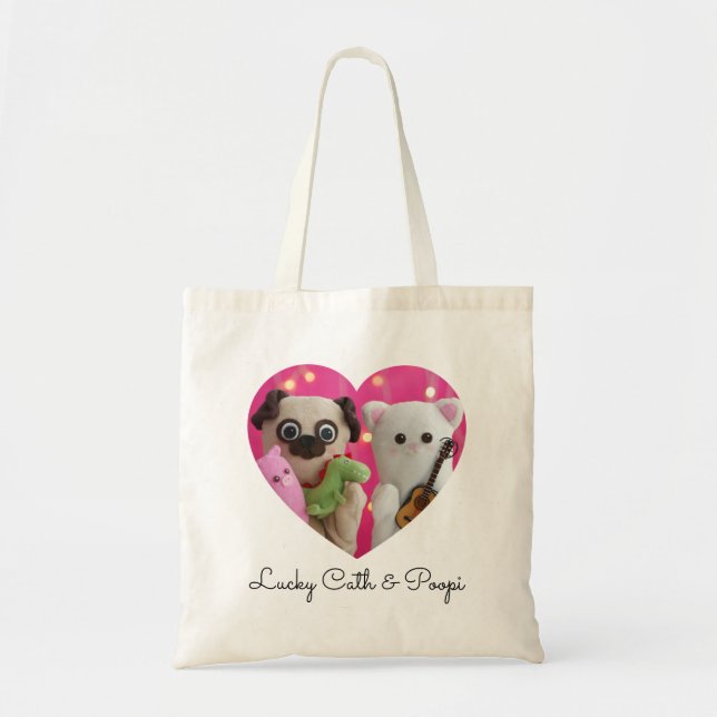 Bolsa Tote Texto de Foto Simples e Simples do Coração Elegant (Frente)