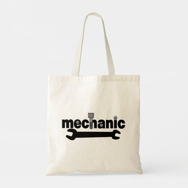 Bolsa Tote Texto de Loucos e parafusos mecânicos (Verso)