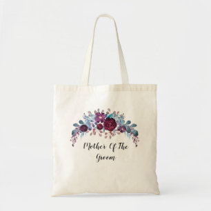 Bolsa Tote texto de monograma personalizado flor de aquarela