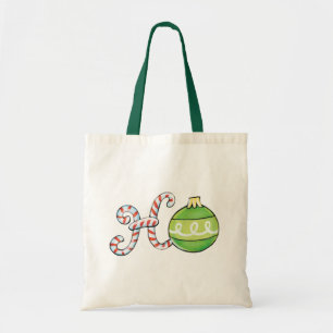 Bolsa Tote Texto de Natal Fofo, Ho em Doces Canas Enfeites