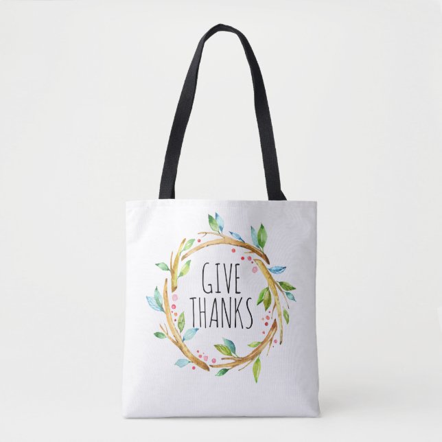 Bolsa Tote Texto de Obrigados de Ação de Graças Bonita (Frente)