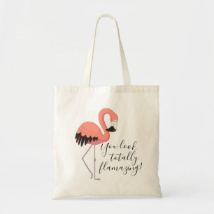 Bolsa Tote Texto de Script Flamingo Totalmente Incrível, Ros
