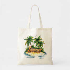 Bolsa Tote Texto de Verão - Ilha Tropical de Verão