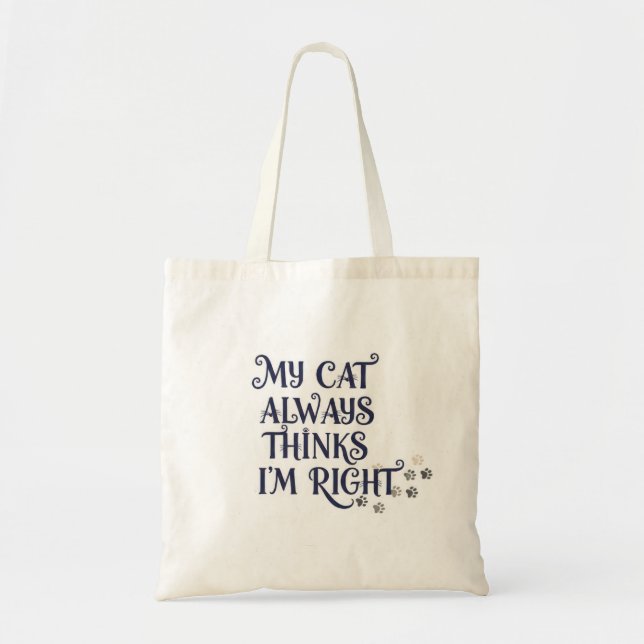 Bolsa Tote Texto Divertido de Gato (Frente)