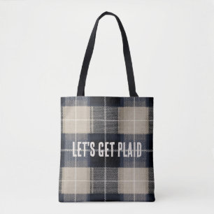 Bolsa Tote Texto Divertido Natal Tradicional Xadrez Tartan