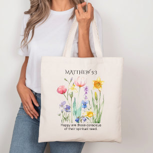 Bolsa Tote Texto do Ano JW 2026 com Flores em Aquarela