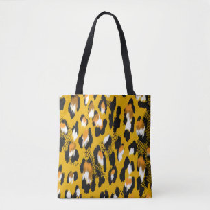Bolsa Tote Texto do Leopardo Fundo de Impressão de Animais