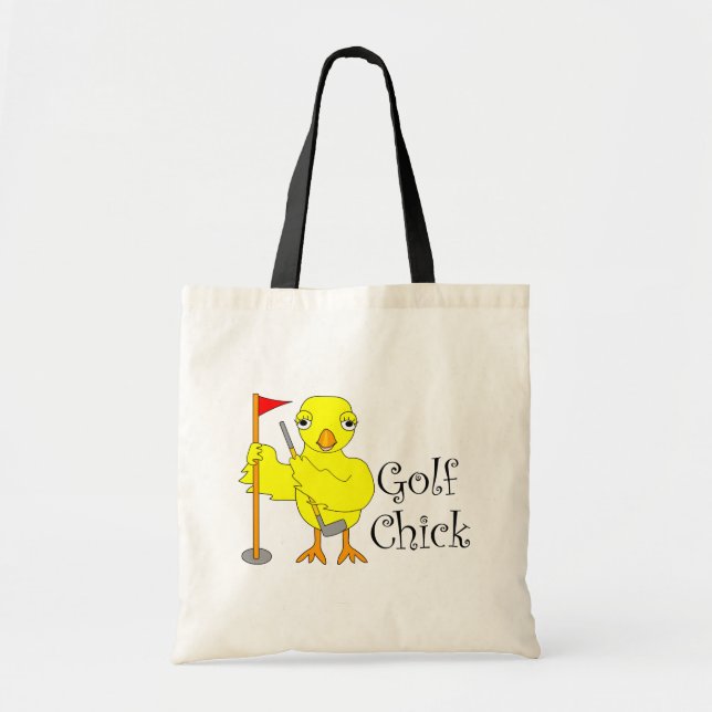 Bolsa Tote Texto do Pintinho de Golfe (Frente)