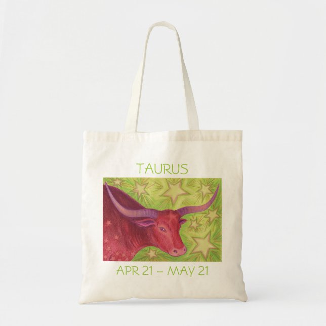 Bolsa Tote Texto do saco de tote Zodiac Taurus (Frente)